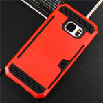 Wholesale Samsung Galaxy S7 Credit Card Armor Case (Red)